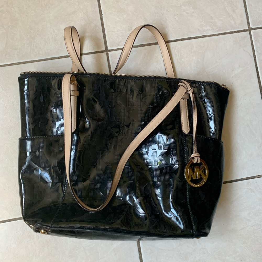 Black Metallic Michael Kors Tote with Wallet